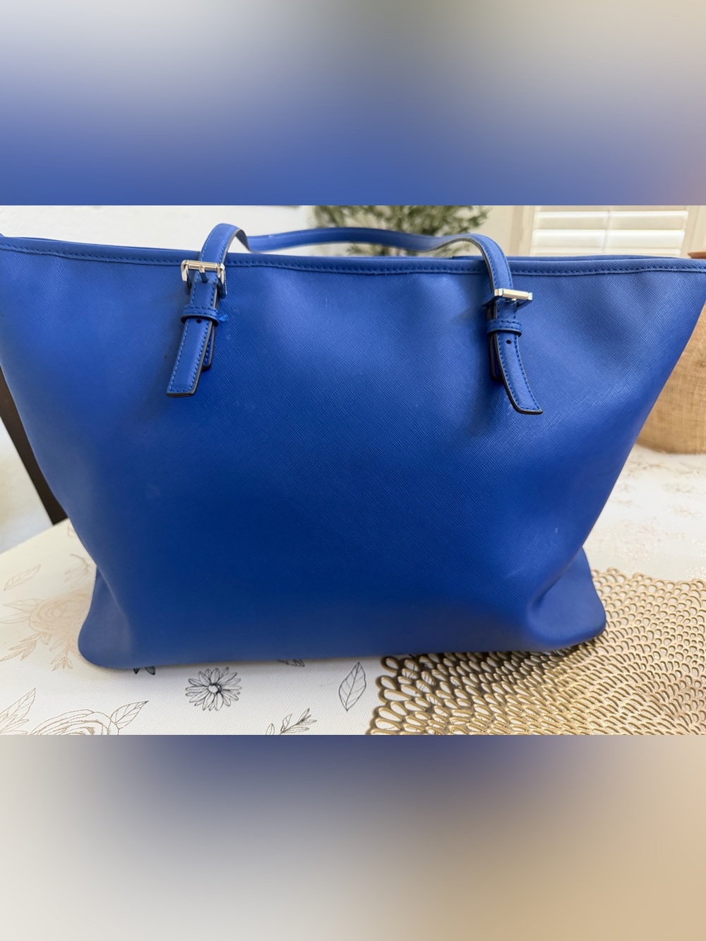 Michael Kors Saffiano Leather Tote Bag in Electric Royal Blue - Picture 6 of 11